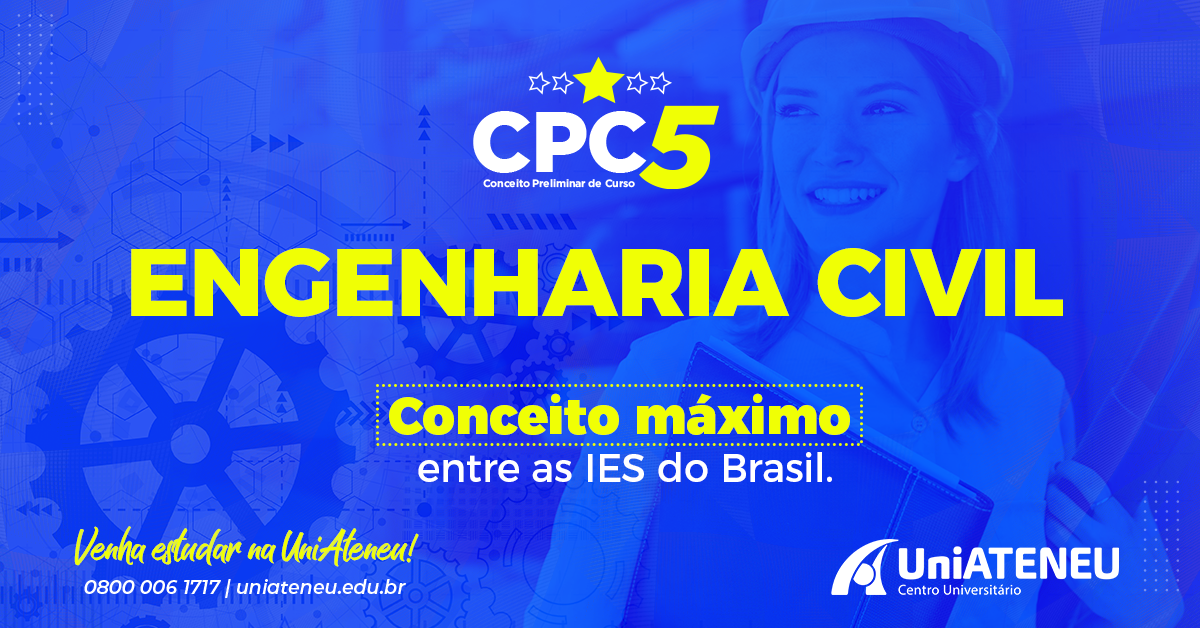 Curso de Engenharia Civil da UniAteneu conquista nota máxima no CPC e fica entre os melhores do Brasil