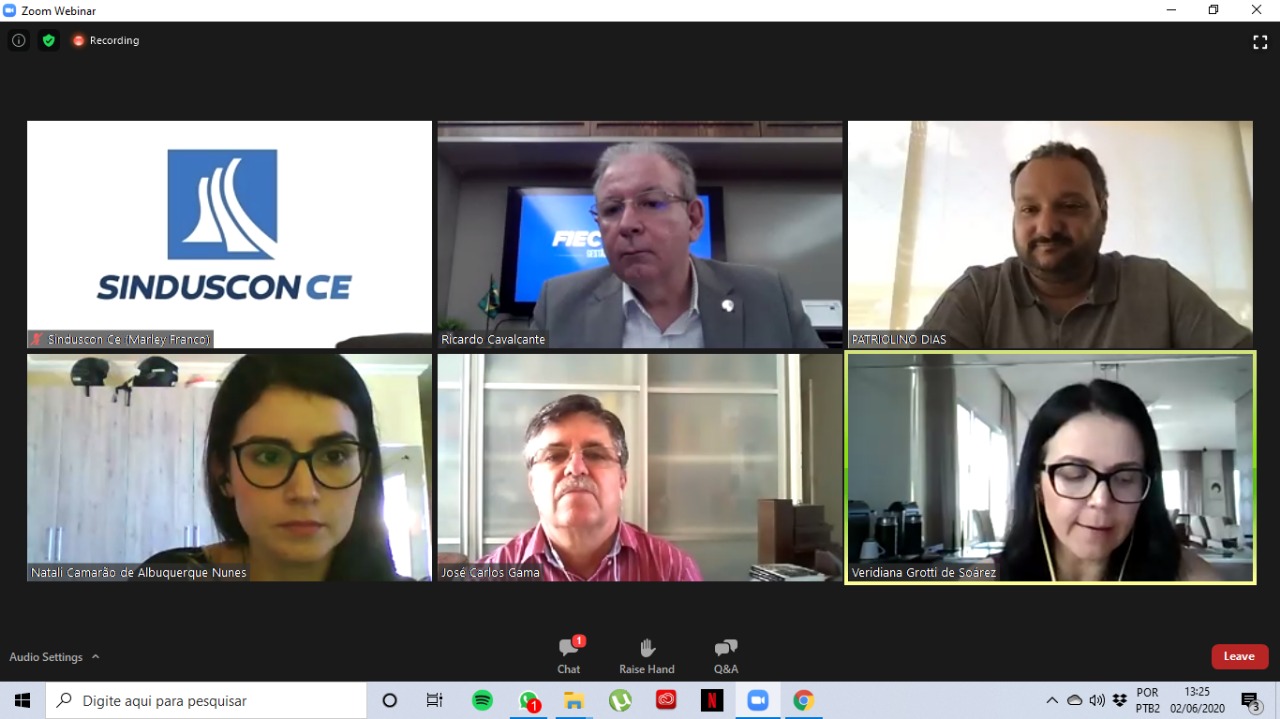 Sinduscon-Ce realiza live com FIEC e SESI-CE para esclarecer dúvidas dos associados sobre protocolo de retorno das atividades