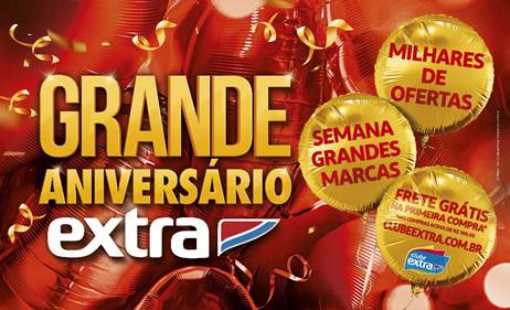 Extra celebra aniversário com milhares de ofertas e frete grátis no e-commerce na primeira compra