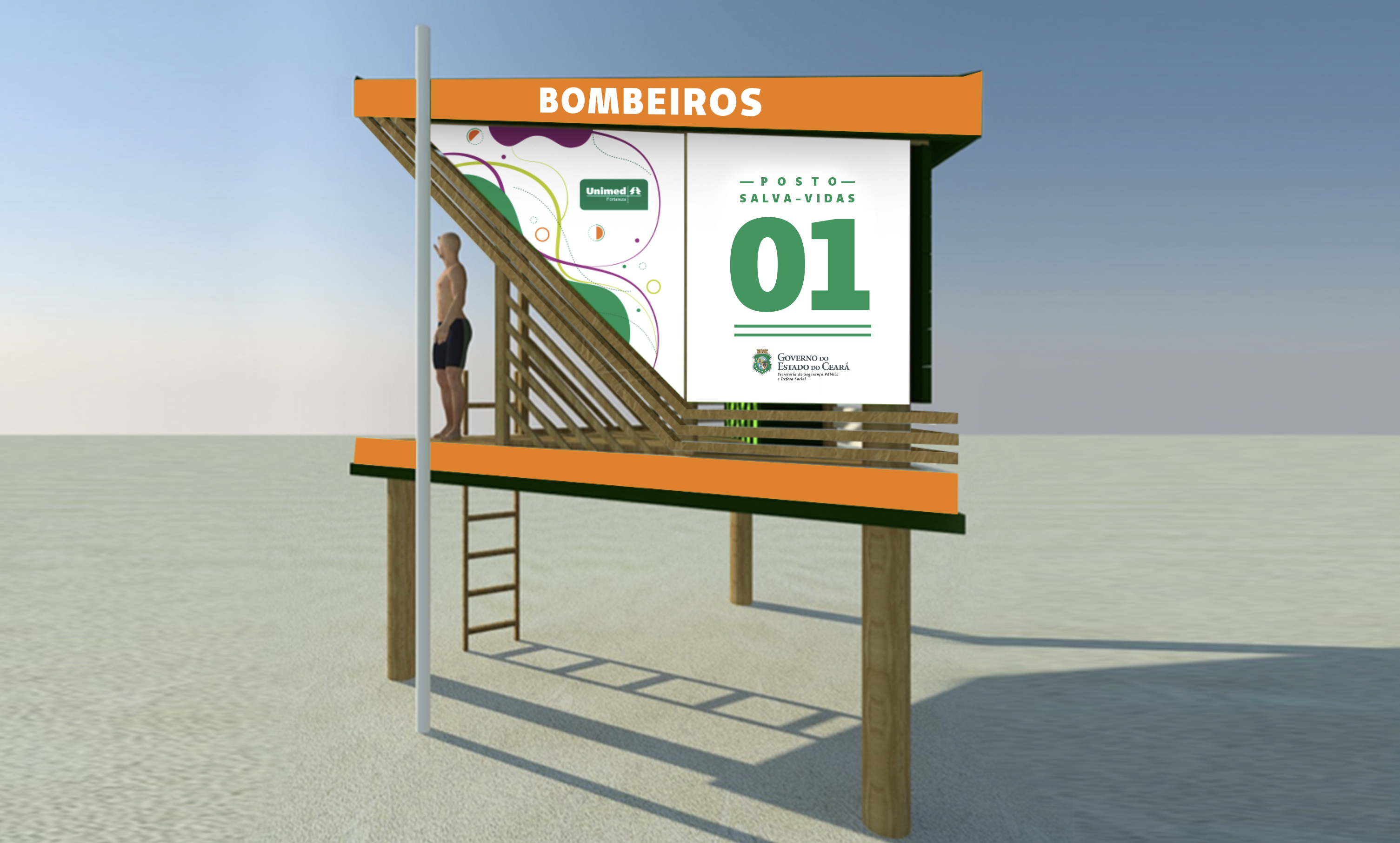 Corpo de Bombeiros e Unimed Fortaleza firmam parceria para revitalização e ampliação de postos guarda-vidas na Praia do Futuro