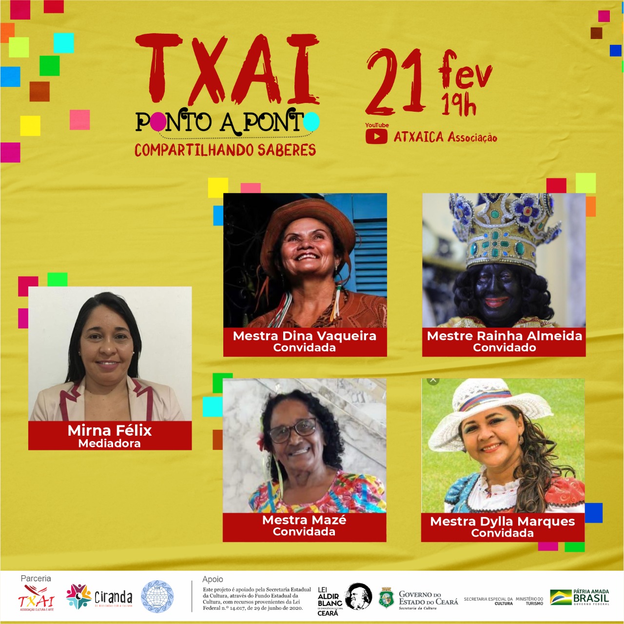 Projeto ‘’Txai Ponto a Ponto – Compartilhando saberes’’ promove hoje live com Mestres da Cultura