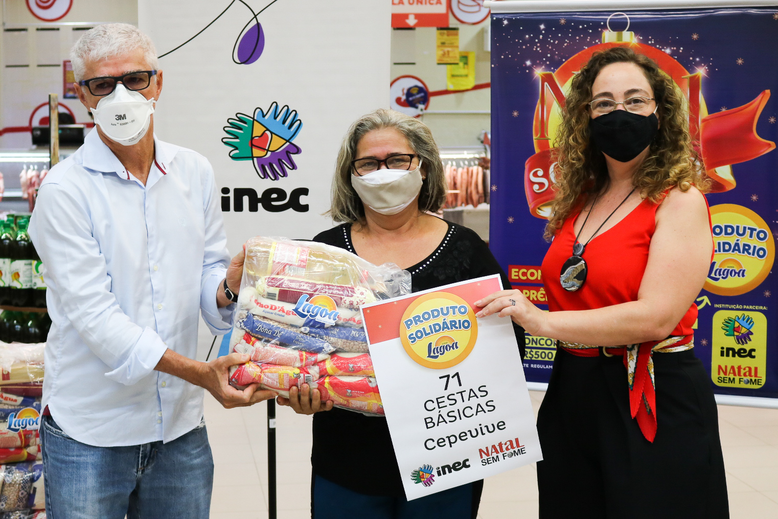 Inec e Rede Super Lagoa distribuem mais de 4 toneladas extras de alimentos para famílias e instituições cadastradas na Campanha Natal Sem Fome