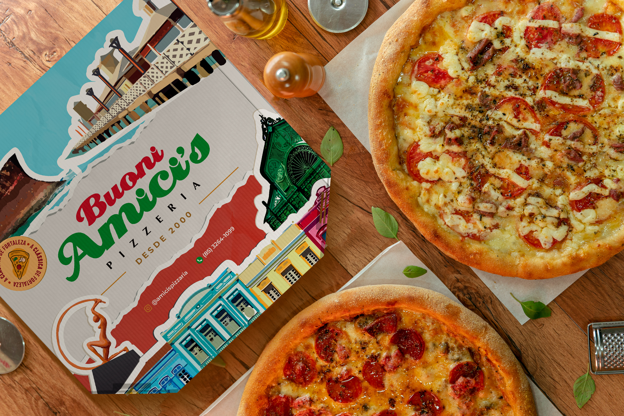 Buoni Amici’s Pizzeria homenageia lugares clássicos de Fortaleza em novas embalagens