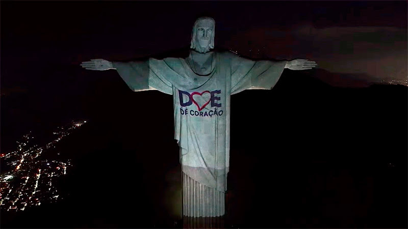 Cristo Redentor se une à Doe de Coração em apoio à doação de órgãos