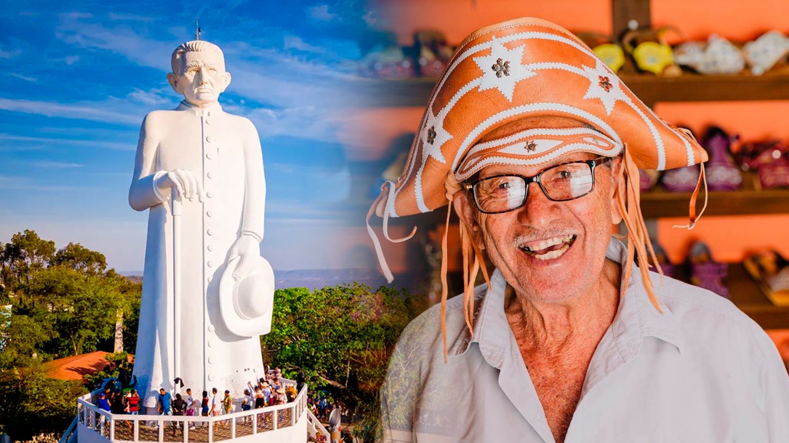 Projeção mapeada transforma estátua do Padre Cícero em homenagem inédita a Espedito Seleiro