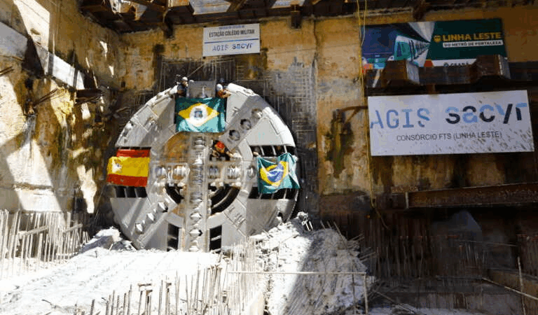 Linha Leste do Metrô de Fortaleza tem primeiro túnel concluído após escavação de 1.734 metros